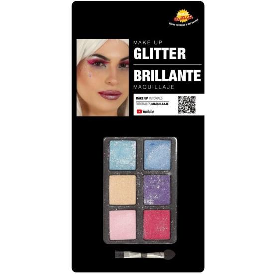 Set de Maquillaje con 6 Colores con Glitter y Pincel Set de Maquillaje con 6 Colores con Glitter y Pincel
