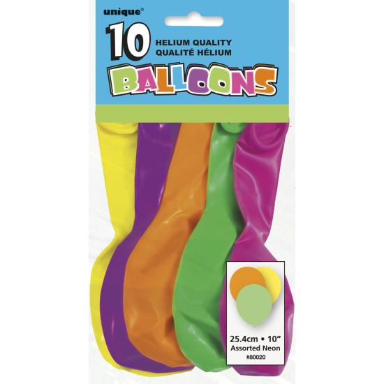 10 globos colores neón variados (25,4 cm) - Línea Colores Básicos 10 globos colores neón variados (25,4 cm) - Línea Colores Básicos