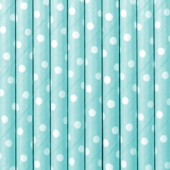 10 pajitas azules pastel con lunares blancos de papel 10 pajitas azules pastel con lunares blancos de papel