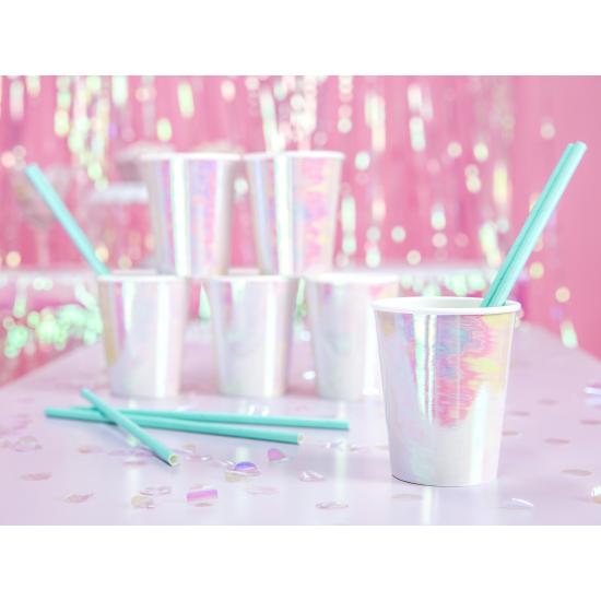 10 pajitas azules pastel de papel - Iridescent 10 pajitas azules pastel de papel - Iridescent