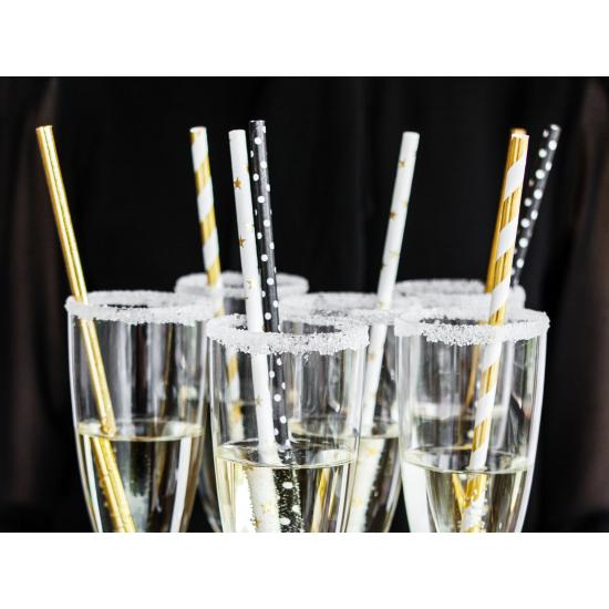 10 pajitas blancas con estrella doradas de papel para nochevieja - Happy New Year Collection 10 pajitas blancas con estrella doradas de papel para nochevieja - Happy New Year Collection