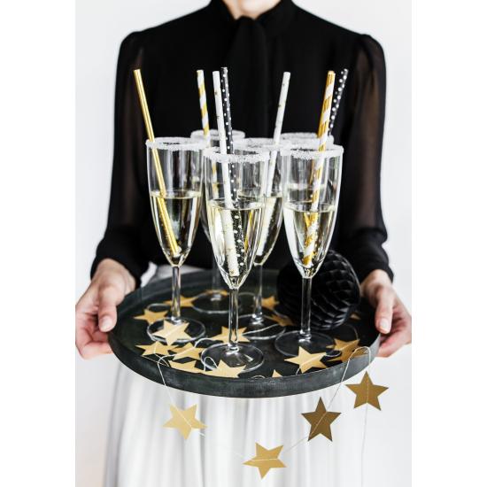 10 pajitas blancas con estrella doradas de papel para nochevieja - Happy New Year Collection 10 pajitas blancas con estrella doradas de papel para nochevieja - Happy New Year Collection