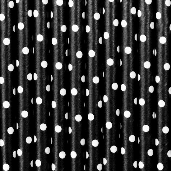 10 pajitas negras con lunares blancos de papel - Meow Party 10 pajitas negras con lunares blancos de papel - Meow Party