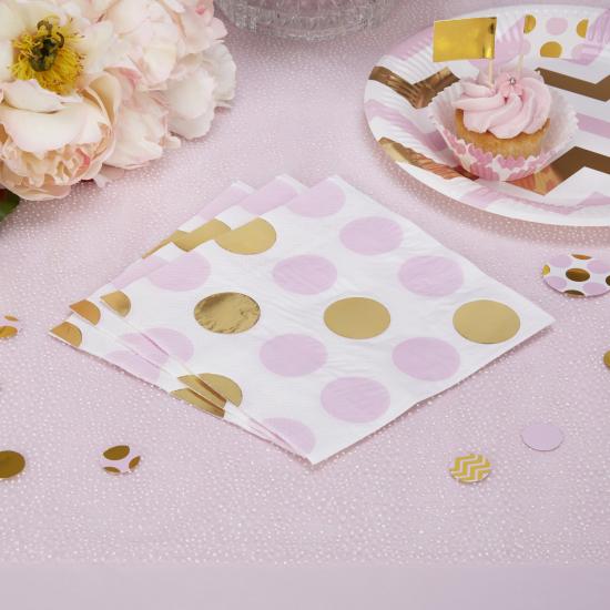16 servilletas de lunares rosas y dorados (33x33 cm) - Pattern Works Pink 16 servilletas de lunares rosas y dorados (33x33 cm) - Pattern Works Pink