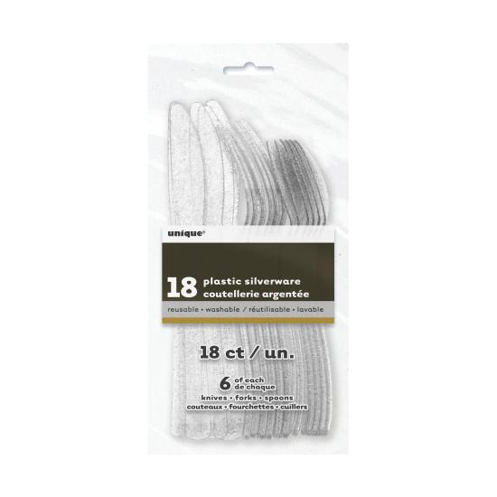 18 cubiertos plateados con purpurina - Basic Christmas 18 cubiertos plateados con purpurina - Basic Christmas