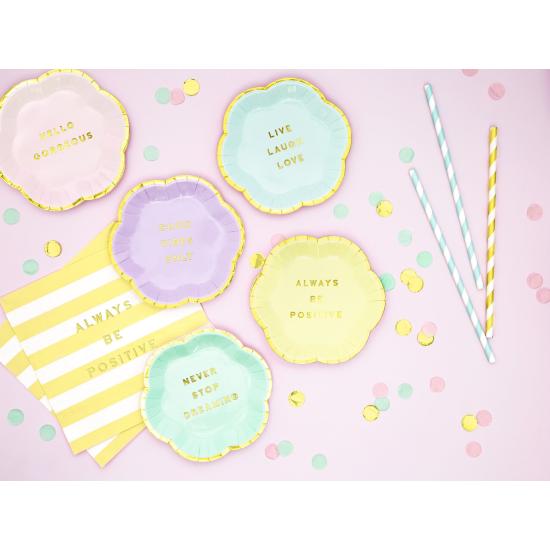 20 servilletas amarillas pastel con estampado "Always be positive" de papel (33x33 cm) - Yummy 20 servilletas amarillas pastel con estampado "Always be positive" de papel (33x33 cm) - Yummy