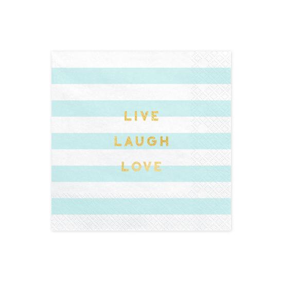 20 servilletas azul pastel con estampado "Live Laugh Love" de papel (33x33 cm) - Yummy 20 servilletas azul pastel con estampado "Live Laugh Love" de papel (33x33 cm) - Yummy