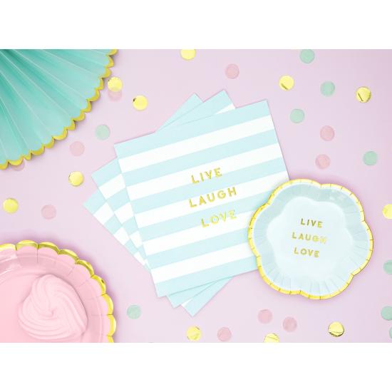 20 servilletas azul pastel con estampado "Live Laugh Love" de papel (33x33 cm) - Yummy 20 servilletas azul pastel con estampado "Live Laugh Love" de papel (33x33 cm) - Yummy