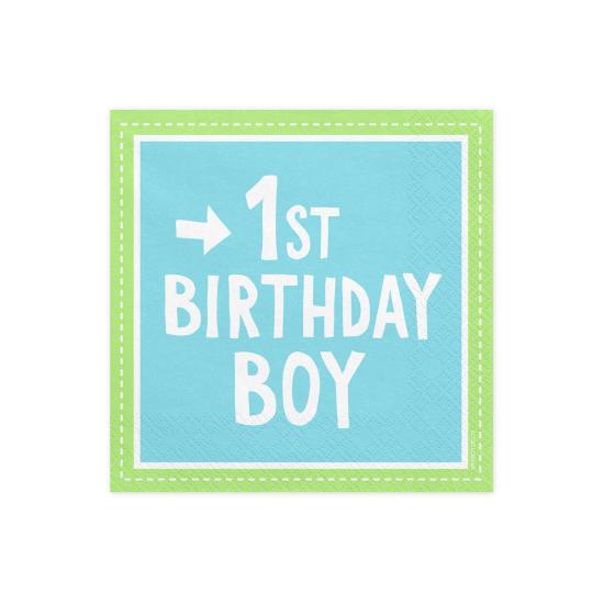 20 servilletas azules "1st Birthday Boy" de papel (33x33 cm) - 1st Birthday 20 servilletas azules "1st Birthday Boy" de papel (33x33 cm) - 1st Birthday