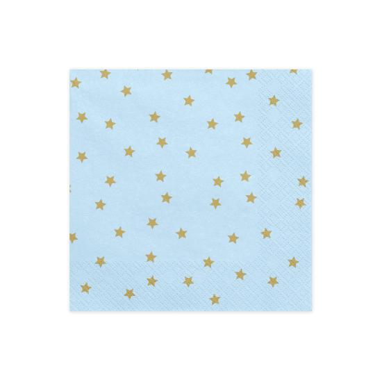 20 servilletas azules pastel con estrellas doradas de papel (33x33 cm) 20 servilletas azules pastel con estrellas doradas de papel (33x33 cm)
