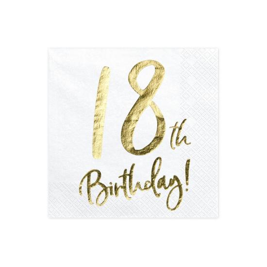 20 servilletas blancas "18th Birthday" de papel (33x33 cm) - Milestone birthday 20 servilletas blancas "18th Birthday" de papel (33x33 cm) - Milestone birthday