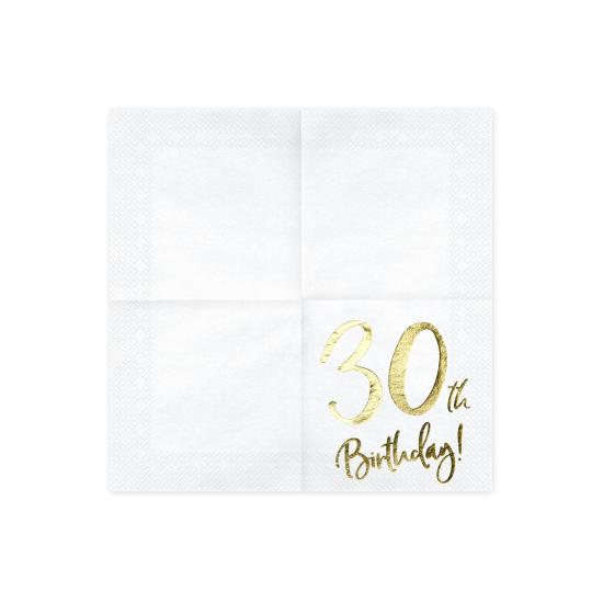 20 servilletas blancas "30th Birthday" de papel (33x33 cm) - Milestone birthday 20 servilletas blancas "30th Birthday" de papel (33x33 cm) - Milestone birthday