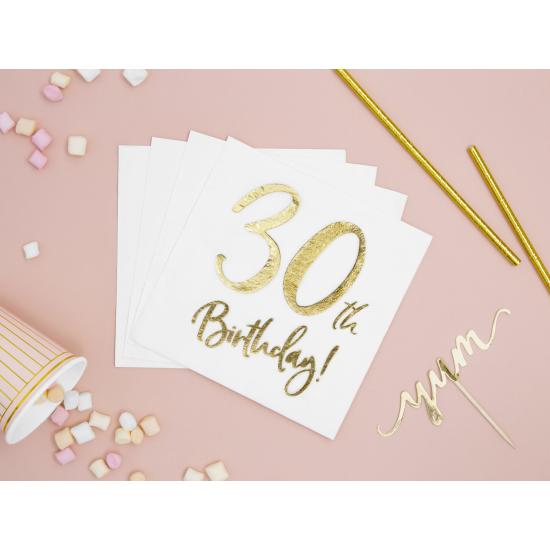 20 servilletas blancas "30th Birthday" de papel (33x33 cm) - Milestone birthday 20 servilletas blancas "30th Birthday" de papel (33x33 cm) - Milestone birthday
