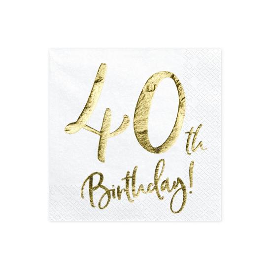 20 servilletas blancas "40th Birthday" de papel (33x33 cm) - Milestone birthday 20 servilletas blancas "40th Birthday" de papel (33x33 cm) - Milestone birthday