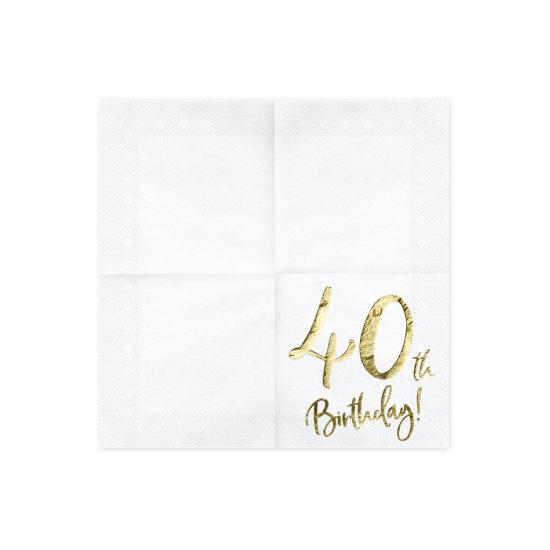 20 servilletas blancas "40th Birthday" de papel (33x33 cm) - Milestone birthday 20 servilletas blancas "40th Birthday" de papel (33x33 cm) - Milestone birthday