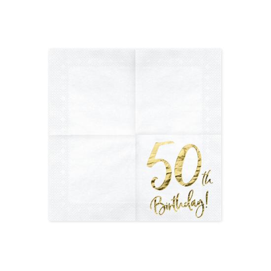 20 servilletas blancas "50th Birthday" de papel (33x33 cm) - Milestone birthday 20 servilletas blancas "50th Birthday" de papel (33x33 cm) - Milestone birthday