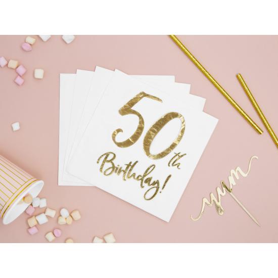 20 servilletas blancas "50th Birthday" de papel (33x33 cm) - Milestone birthday 20 servilletas blancas "50th Birthday" de papel (33x33 cm) - Milestone birthday
