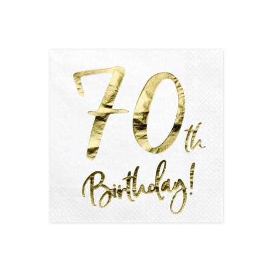 20 servilletas blancas "70th Birthday" de papel (33x33 cm) - Milestone birthday 20 servilletas blancas "70th Birthday" de papel (33x33 cm) - Milestone birthday