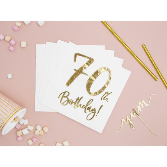 20 servilletas blancas "70th Birthday" de papel (33x33 cm) - Milestone birthday 20 servilletas blancas "70th Birthday" de papel (33x33 cm) - Milestone birthday