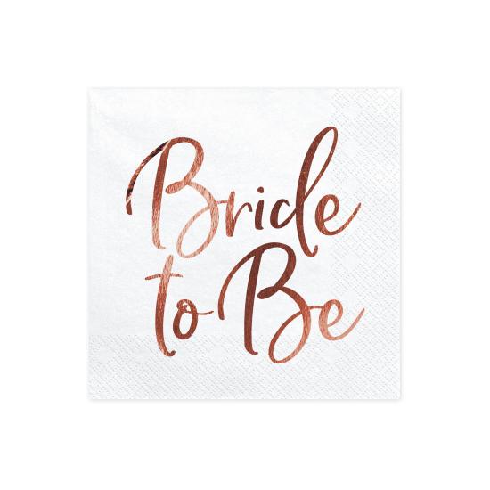 20 servilletas blancas con estampado en oro rosa "Bride To Be" de papel (33x33 cm) - Rose Gold Bride To Be 20 servilletas blancas con estampado en oro rosa "Bride To Be" de papel (33x33 cm) - Rose Gold Bride To Be