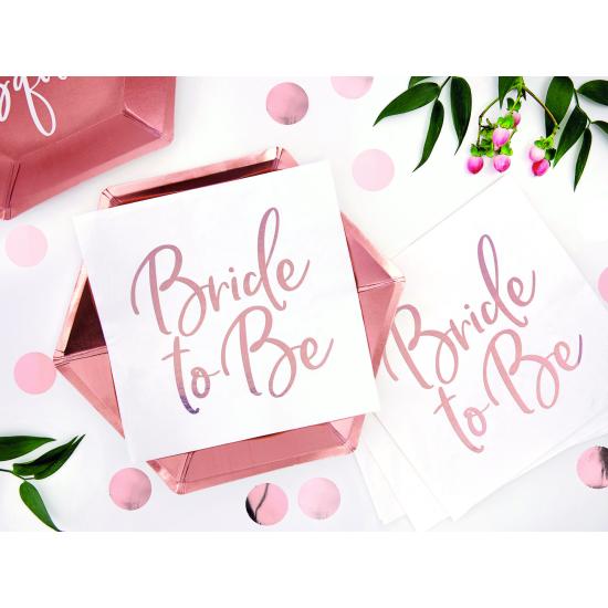 20 servilletas blancas con estampado en oro rosa "Bride To Be" de papel (33x33 cm) - Rose Gold Bride To Be 20 servilletas blancas con estampado en oro rosa "Bride To Be" de papel (33x33 cm) - Rose Gold Bride To Be