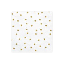 20 servilletas blancas con estrellas doradas de papel (33x33 cm)