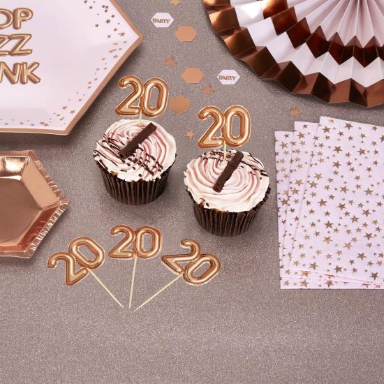 20 toppers decorativos "20" en oro rosa - Glitz & Glamour Pink & Rose Gold 20 toppers decorativos "20" en oro rosa - Glitz & Glamour Pink & Rose Gold