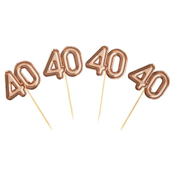 20 toppers decorativos "40" en oro rosa - Glitz & Glamour Pink & Rose Gold 20 toppers decorativos "40" en oro rosa - Glitz & Glamour Pink & Rose Gold