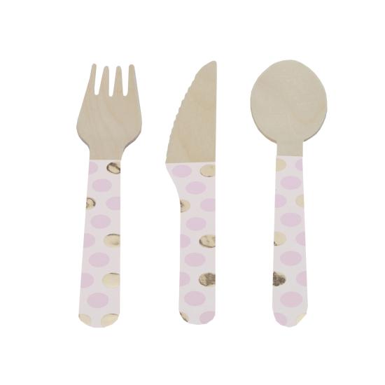 24 cubiertos de lunares rosas de madera - Pattern Works Pink 24 cubiertos de lunares rosas de madera - Pattern Works Pink