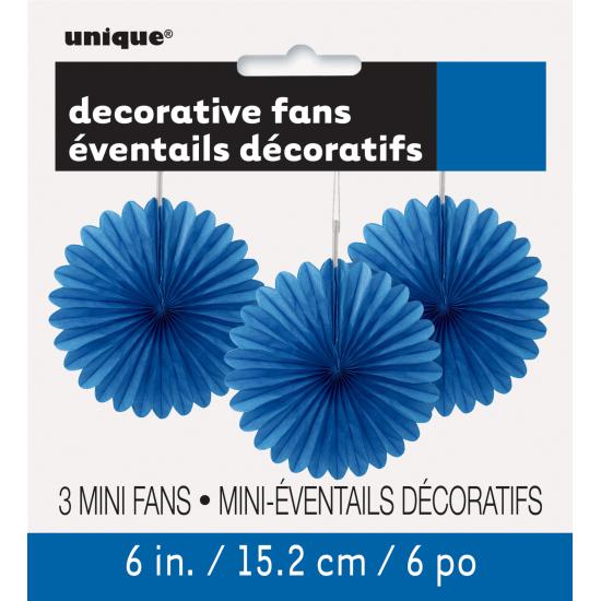 3 Abanicos de papel decorativos azul oscuro (15,2 cm) - Línea Colores Básicos 3 Abanicos de papel decorativos azul oscuro (15,2 cm) - Línea Colores Básicos