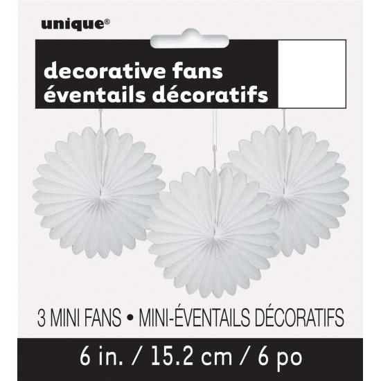 3 Abanicos de papel decorativos blancos (15,2 cm) - Línea Colores Básicos 3 Abanicos de papel decorativos blancos (15,2 cm) - Línea Colores Básicos