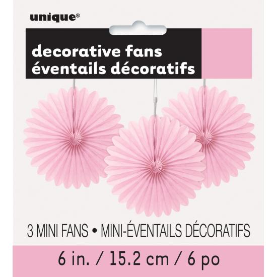 3 Abanicos de papel decorativos rosa claro (15,2 cm) - Línea Colores Básicos 3 Abanicos de papel decorativos rosa claro (15,2 cm) - Línea Colores Básicos