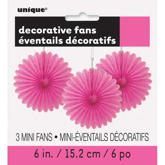 3 Abanicos de papel decorativos rosas (15,2 cm) - Línea Colores Básicos 3 Abanicos de papel decorativos rosas (15,2 cm) - Línea Colores Básicos