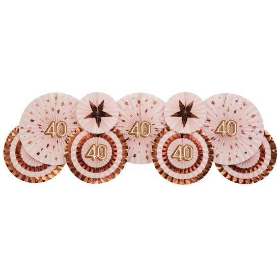 3 Abanicos de papel decorativos variados "40" (21-26-30 cm) - Glitz & Glamour Pink & Rose Gold 3 Abanicos de papel decorativos variados "40" (21-26-30 cm) - Glitz & Glamour Pink & Rose Gold