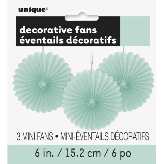 3 Abanicos de papel decorativos verde menta (15,2 cm) - Línea Colores Básicos 3 Abanicos de papel decorativos verde menta (15,2 cm) - Línea Colores Básicos