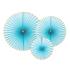 3 abanicos de papel decorativos azul cielo con borde dorado - Yummy