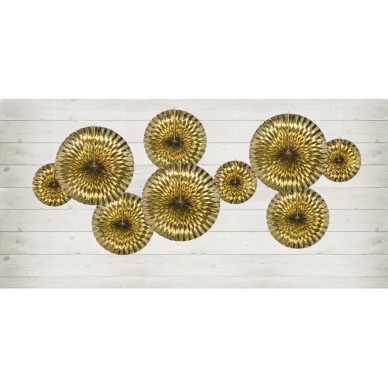 3 abanicos de papel decorativos dorados 3 abanicos de papel decorativos dorados