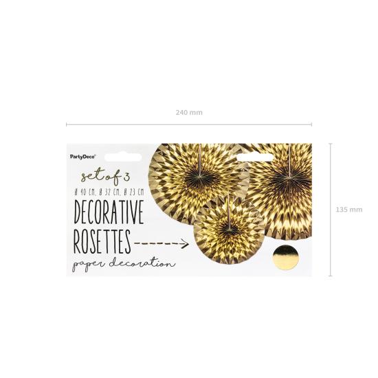 3 abanicos de papel decorativos dorados 3 abanicos de papel decorativos dorados