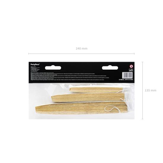 3 abanicos de papel decorativos dorados 3 abanicos de papel decorativos dorados