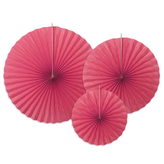 3 abanicos de papel decorativos fucsias 3 abanicos de papel decorativos fucsias