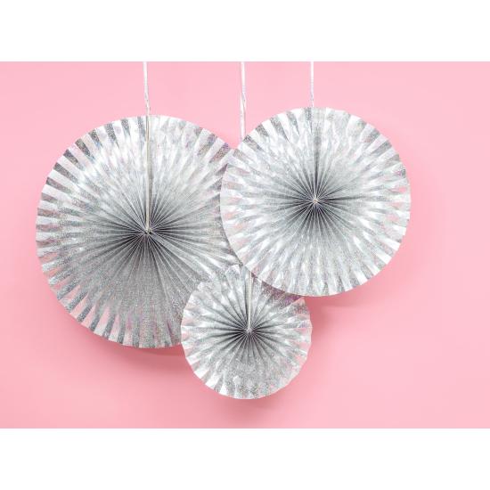 3 abanicos de papel decorativos holográficos 3 abanicos de papel decorativos holográficos