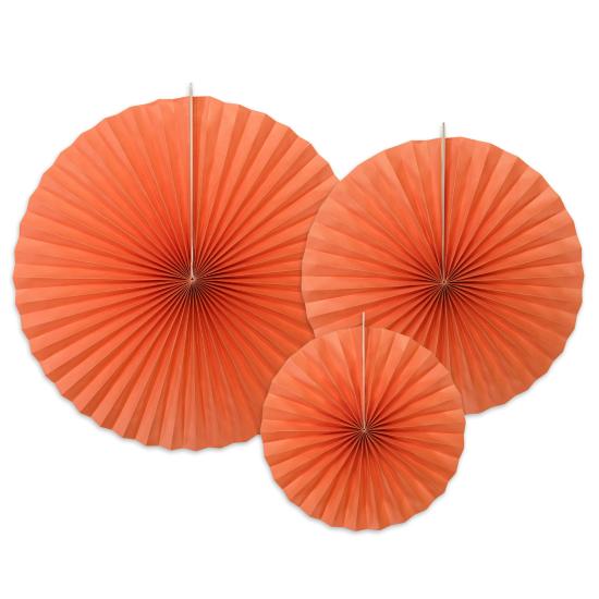 3 abanicos de papel decorativos naranja oscuro 3 abanicos de papel decorativos naranja oscuro
