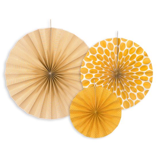 3 abanicos de papel decorativos naranjas 3 abanicos de papel decorativos naranjas