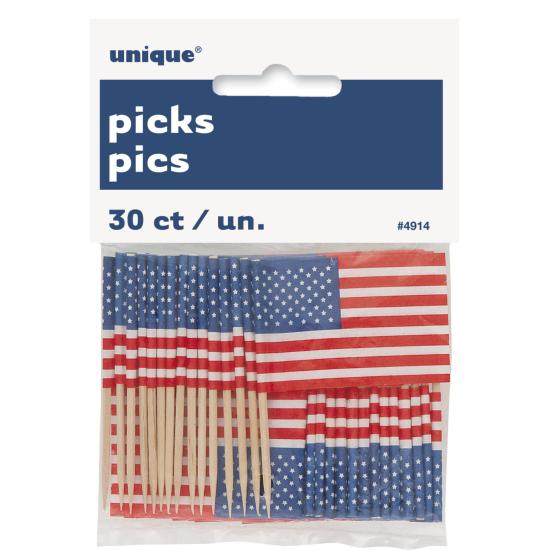 30 toppers decorativos Bandera de USA - American Party 30 toppers decorativos Bandera de USA - American Party