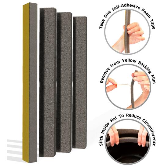 4 CINTAS DE ESPUMA AUTOADHESIVOS" para arreglar sombreros suelto 4 CINTAS DE ESPUMA AUTOADHESIVOS" para arreglar sombreros suelto
