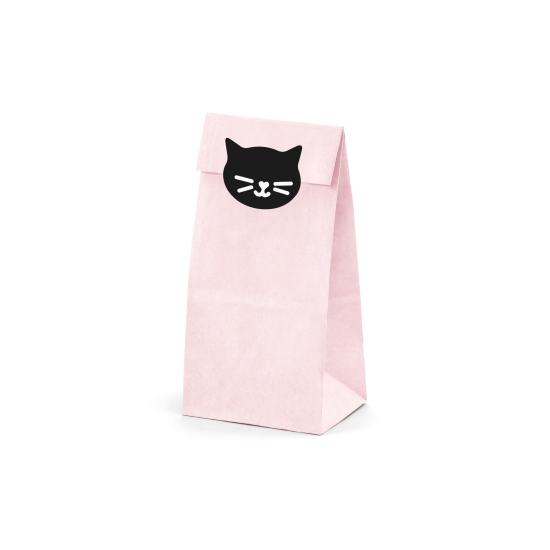 6 bolsas rosas de papel con pegatinas de gatos - Meow Party 6 bolsas rosas de papel con pegatinas de gatos - Meow Party