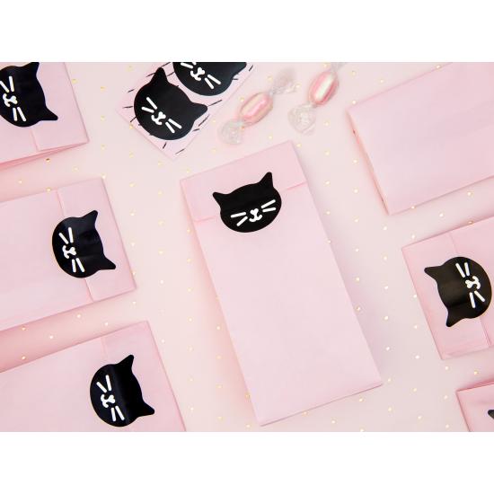 6 bolsas rosas de papel con pegatinas de gatos - Meow Party 6 bolsas rosas de papel con pegatinas de gatos - Meow Party