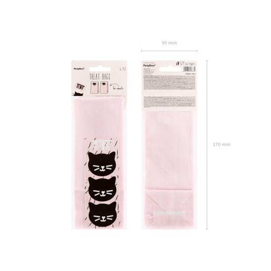 6 bolsas rosas de papel con pegatinas de gatos - Meow Party 6 bolsas rosas de papel con pegatinas de gatos - Meow Party