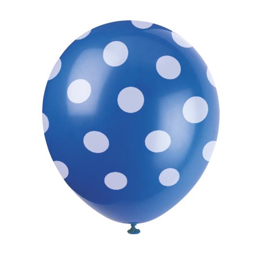 6 globos azul oscuro con topos blancos (30 cm) 6 globos azul oscuro con topos blancos (30 cm)