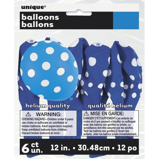 6 globos azul oscuro con topos blancos (30 cm) 6 globos azul oscuro con topos blancos (30 cm)